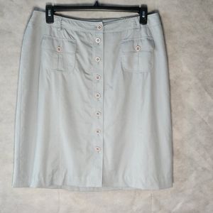 Talbots Woman Button Front A-Line Wool Blend Skirt
